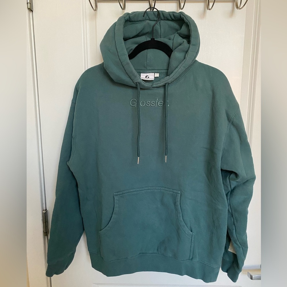 Glossier Embroidered Sage Hoodie | Size Medium
